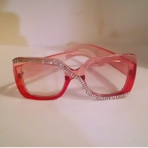 Women's Pink Ombre Oversized Sunglasses With Rhinestones